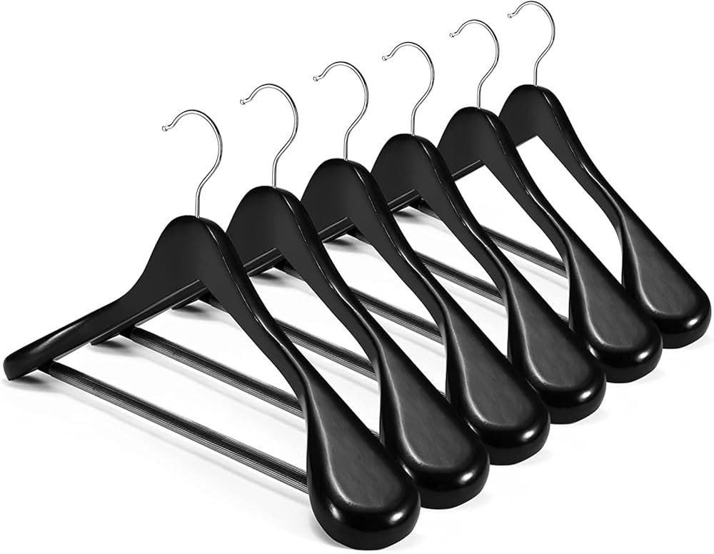 HOUSE DAY High-Grade Suit Hangers, Wide Shoulder Wooden Hangers with Non Slip Pants Bar, Smooth F... | Amazon (US)