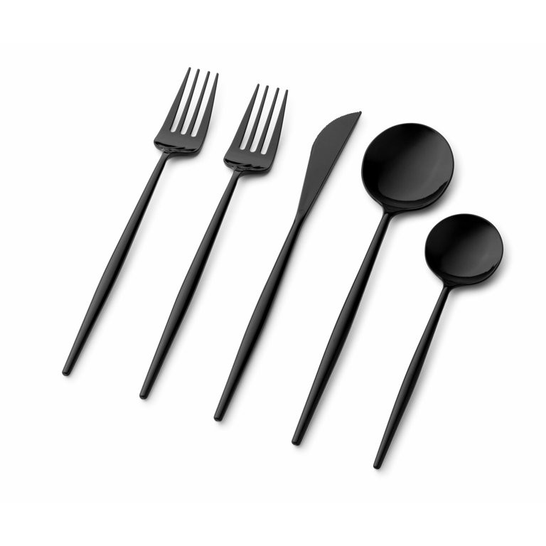 40 Pc Elegant Black Cutlery Premium Plastic Flatware For Parties, Wedding | Walmart (US)