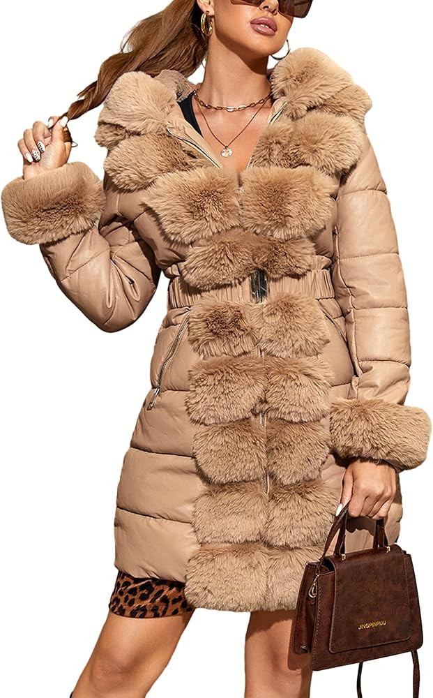 Bellivera Women Faux Leather Winter Trendy Puffer Jacket Water-Resistant Thicken Bubble Coat with... | Amazon (US)