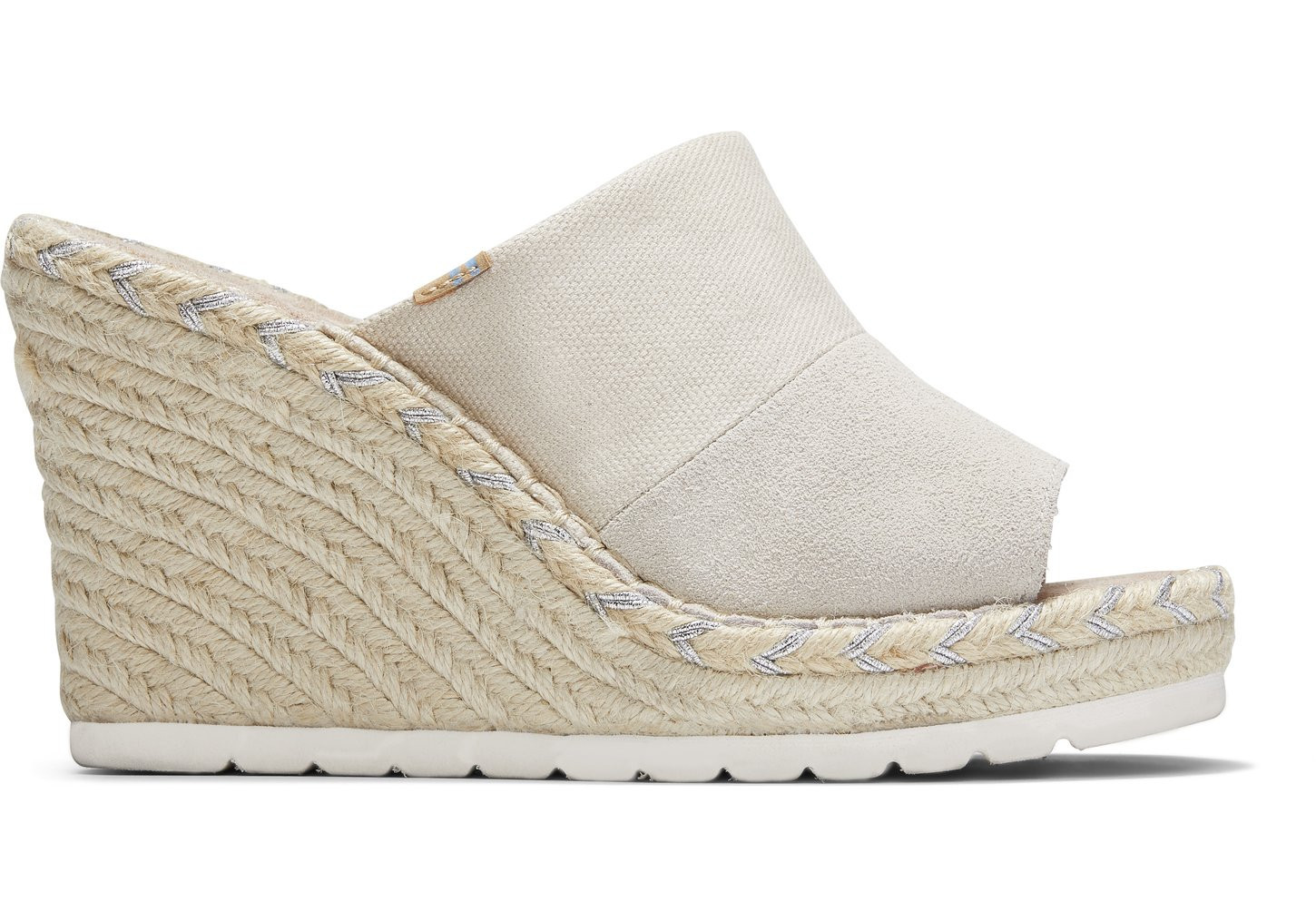 Natural Shimmer Canvas Suede Women's Monica Mule Wedges | TOMS | TOMS (US)