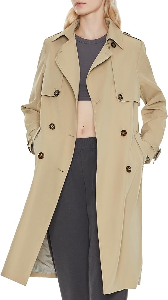 Orolay Women's Long Trench Coat Double-Breasted Classic Lapel Overcoat with Belt | Amazon (US)