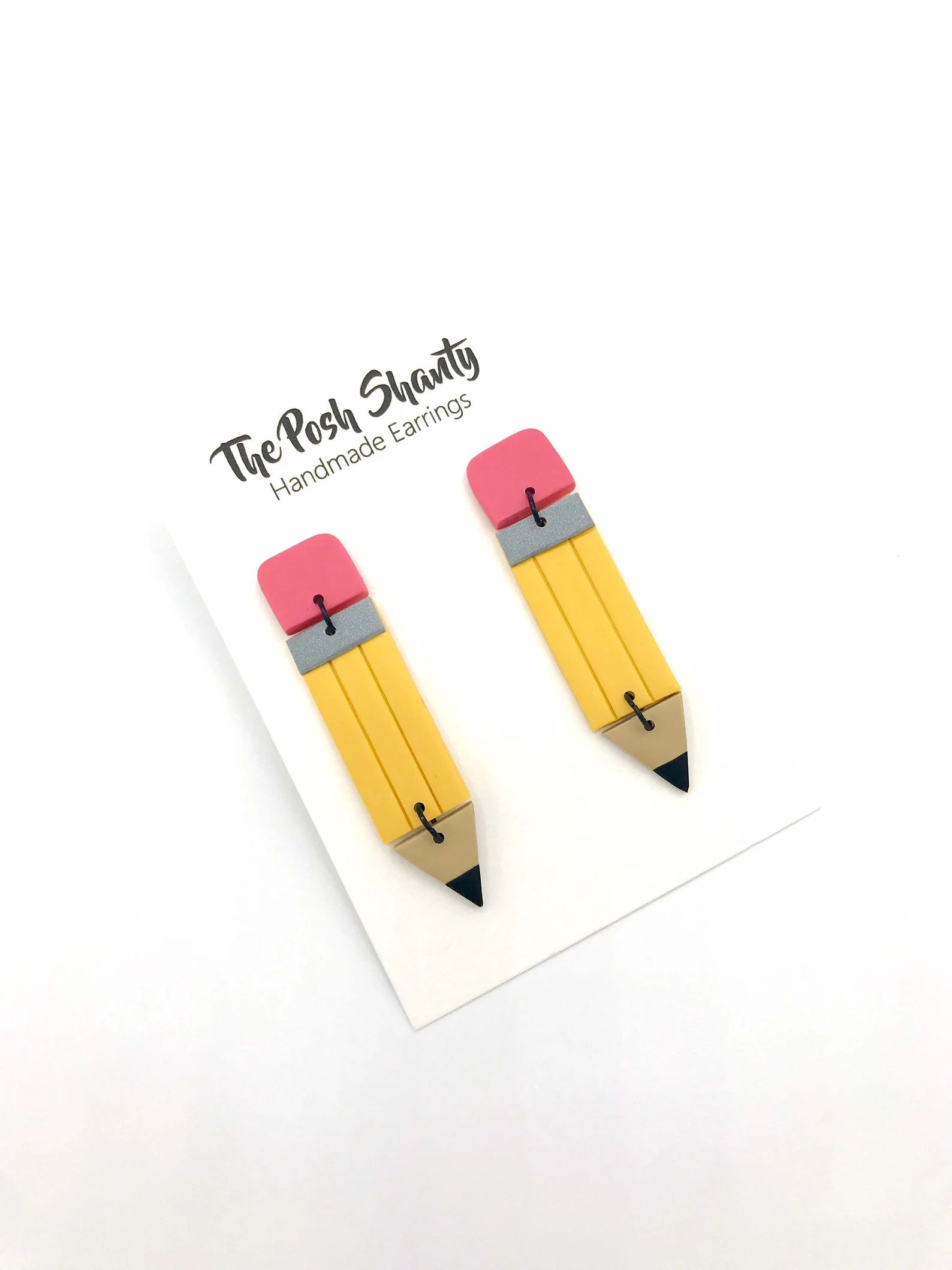Pencil Earrings, Hypoallergenic Clay Earrings, Birthday Gift for Teacher, Secret Pal Gift for Tea... | Etsy (US)