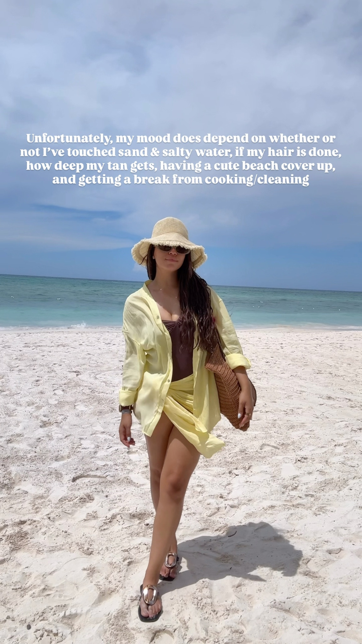 Vacation outfits, beach cover up, butter yellow beach cover, beach bag, straw bucket hat 

#LTKcanada #LTKtravel #LTKbeauty