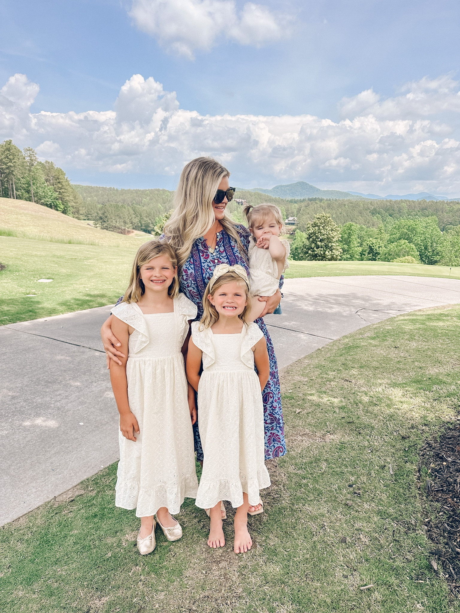 Summer midi dress, the girls dresses are older from Mango. 