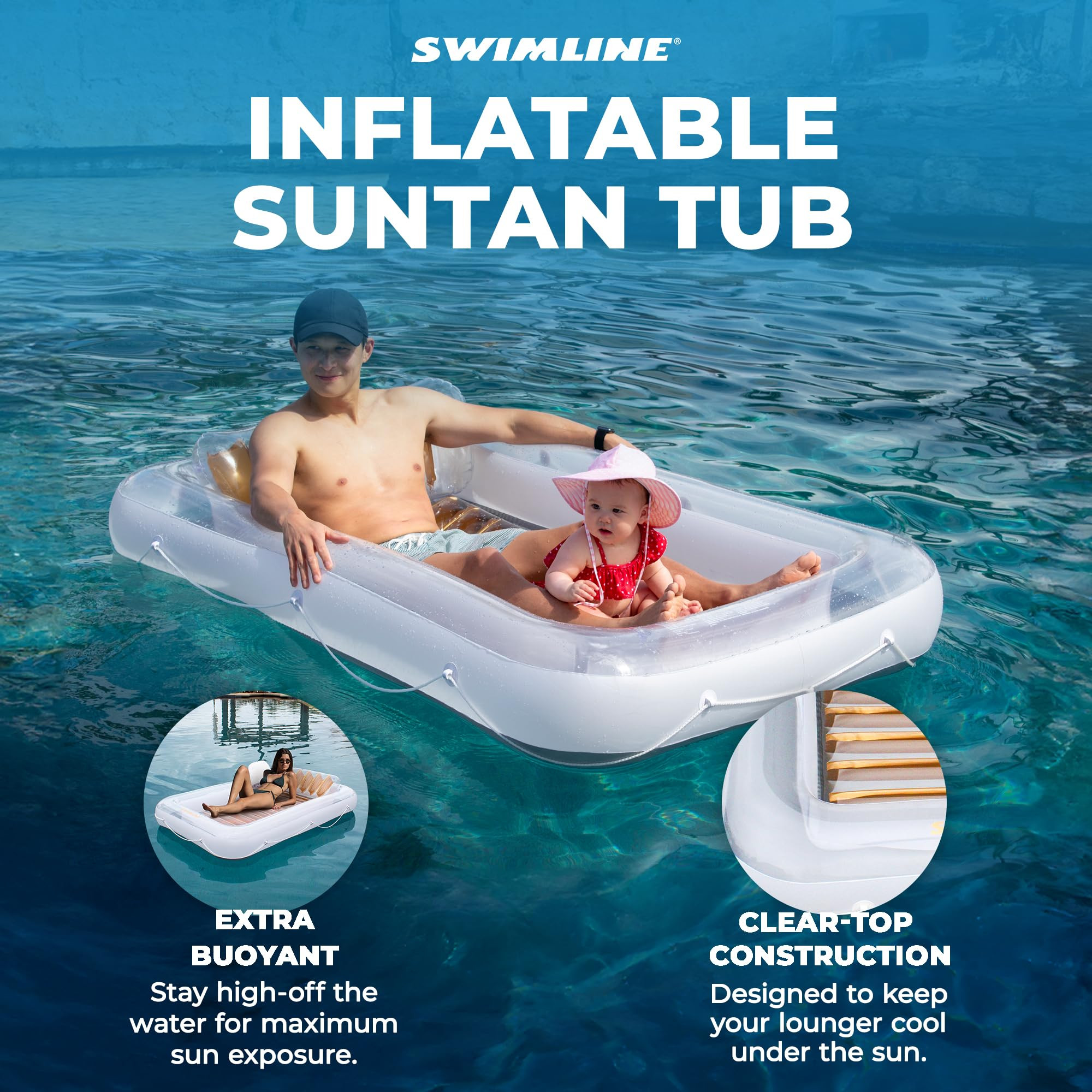 SWIMLINE Original Suntan Tub Series Classic Inflatable Tanning Float Floating Lounge | Personal T... | Amazon (US)