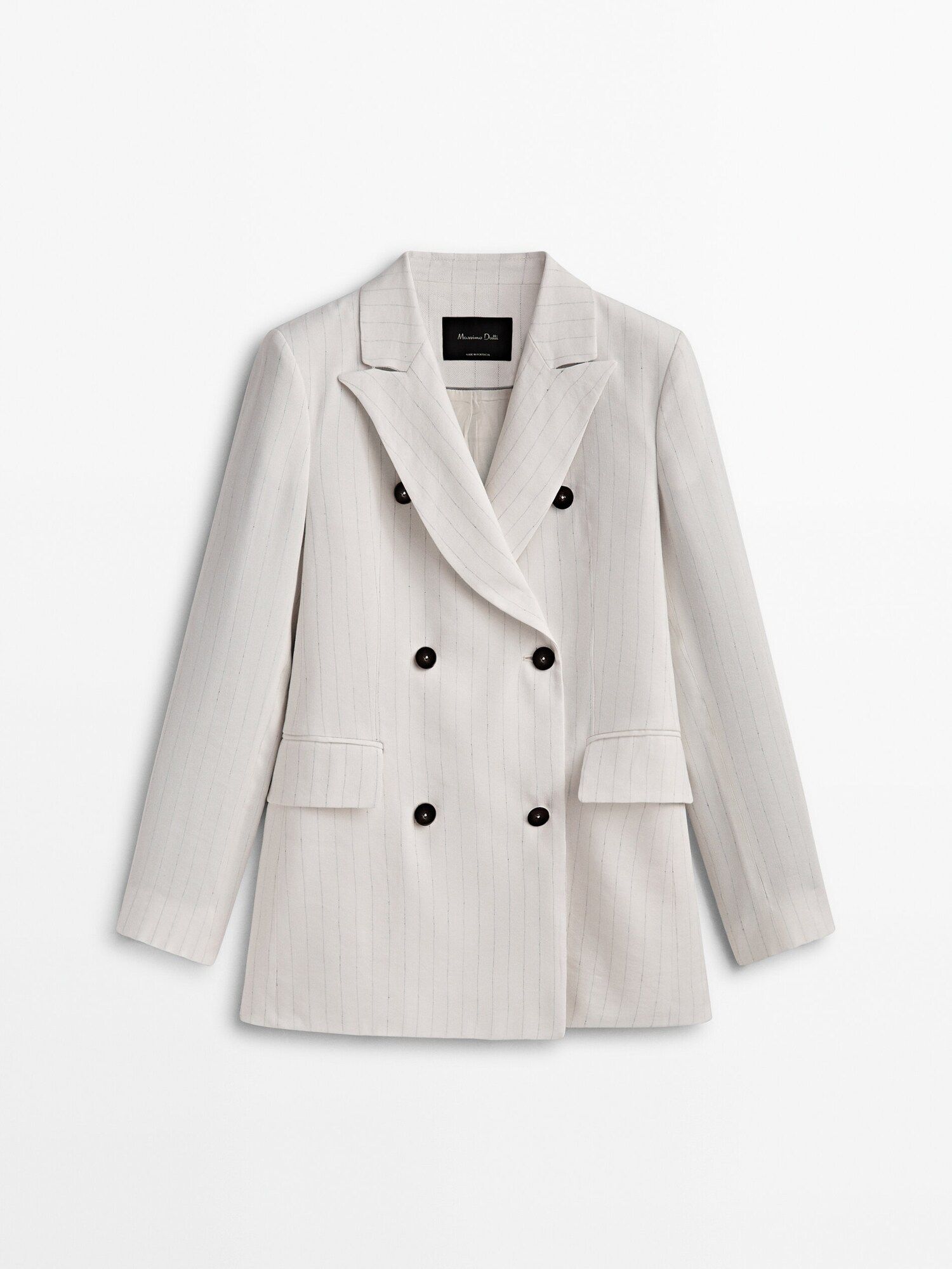 Pinstriped double-breasted suit blazer | Massimo Dutti (US)