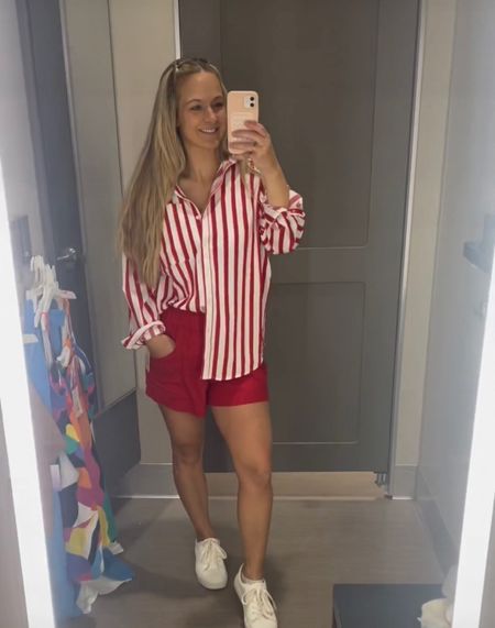 Cute red outfit for summer! These shorts I want them in every color! Target has so many cute things lately! 

#LTKunder50 #LTKsalealert #LTKstyletip