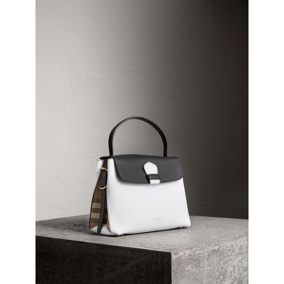 Burberry Medium Two-tone Leather and House Check Tote, White | Burberry (US)
