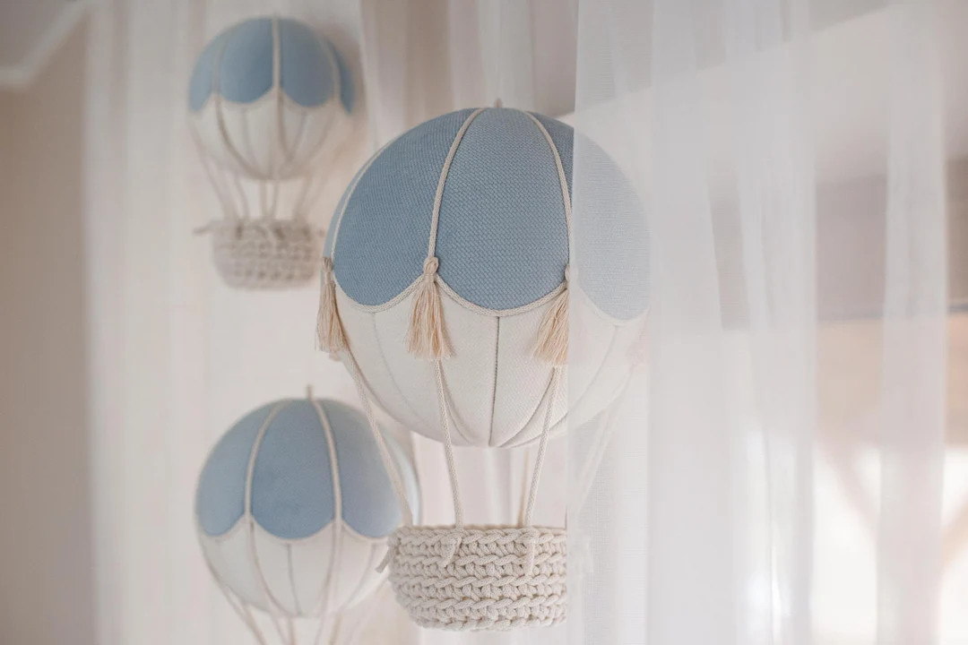 Set of Hot Air Balloons Decoration, Baby Blue Balloons, Nursery Decoration, Decorative Balloons, ... | Etsy (US)