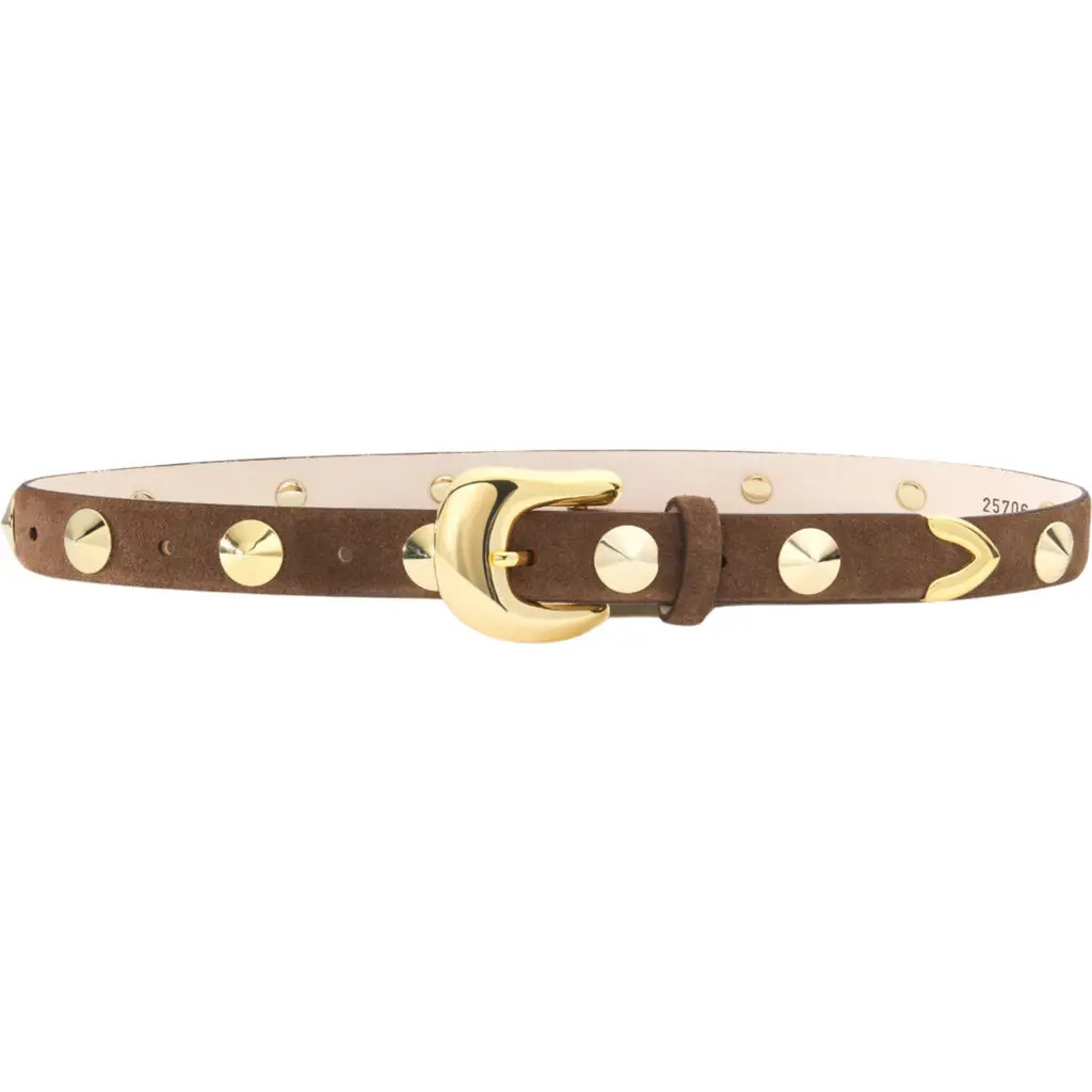 AUREUM Studded Belt in Chocolate And Gold at Nordstrom, Size Xx-Small | Nordstrom