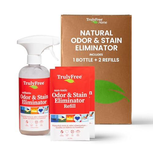 Truly Free Multi-Purpose Odor & Stain Eliminator, Pet Odor Eliminator for Home & Stain Remover for Carpet, Couch, Rugs & More, Upholstery Deodorizer, Includes 1 Empty Bottle Spray & 2 Refill (3 oz ea) | Amazon (US)