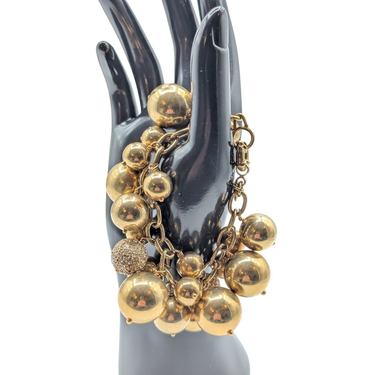 J. Crew Gold Tone Bauble Rhinestone Ball Bead Chain Link Bracelet  | eBay | eBay US
