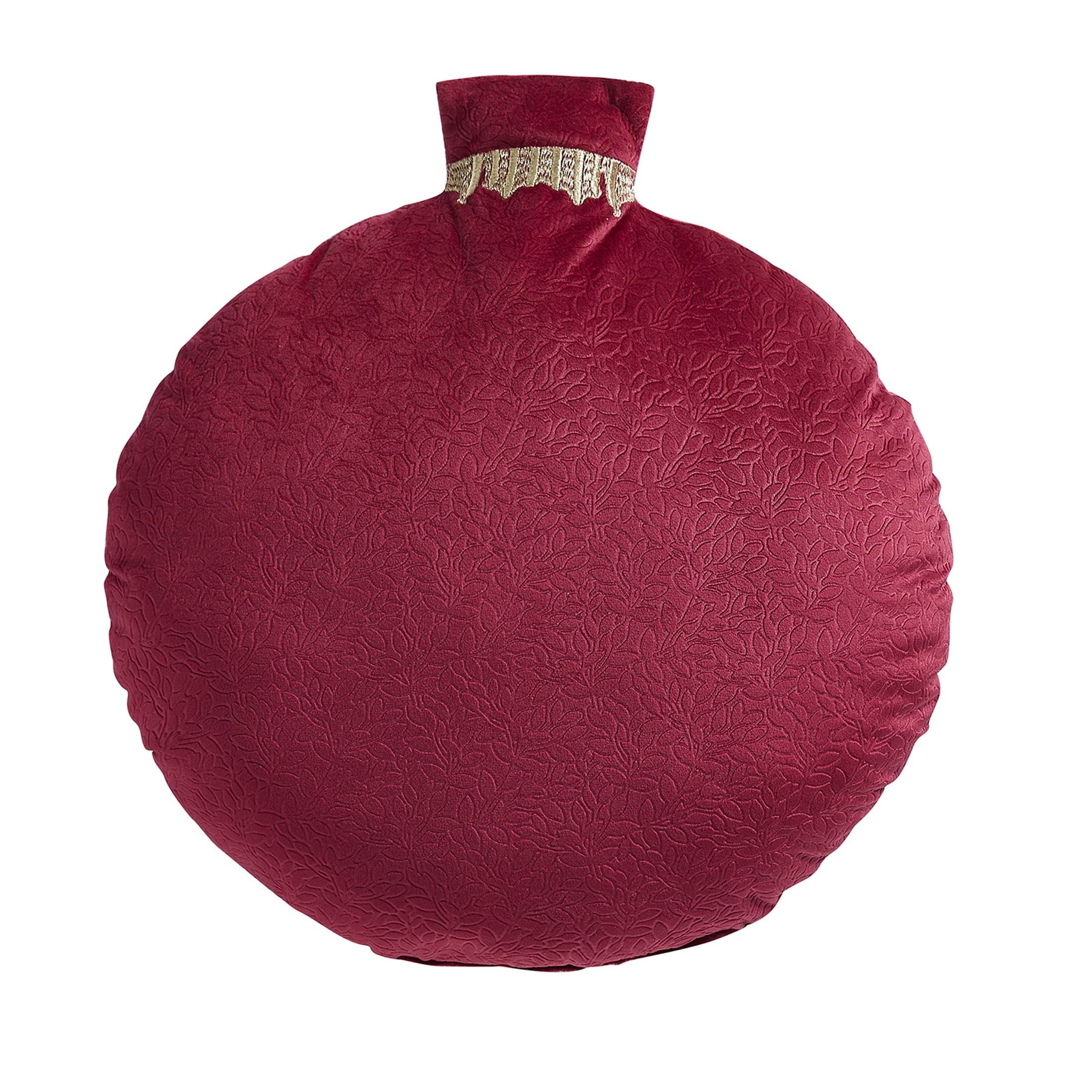 My Texas House Ava 16" Red Embossed Velvet Ornament Round Decorative Pillow | Walmart (US)