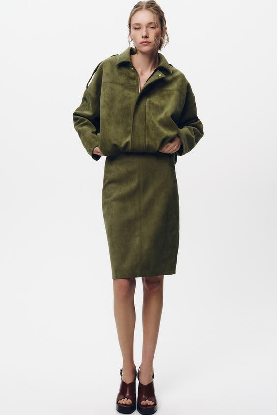 FAUX SUEDE BOMBER JACKET | Zara US