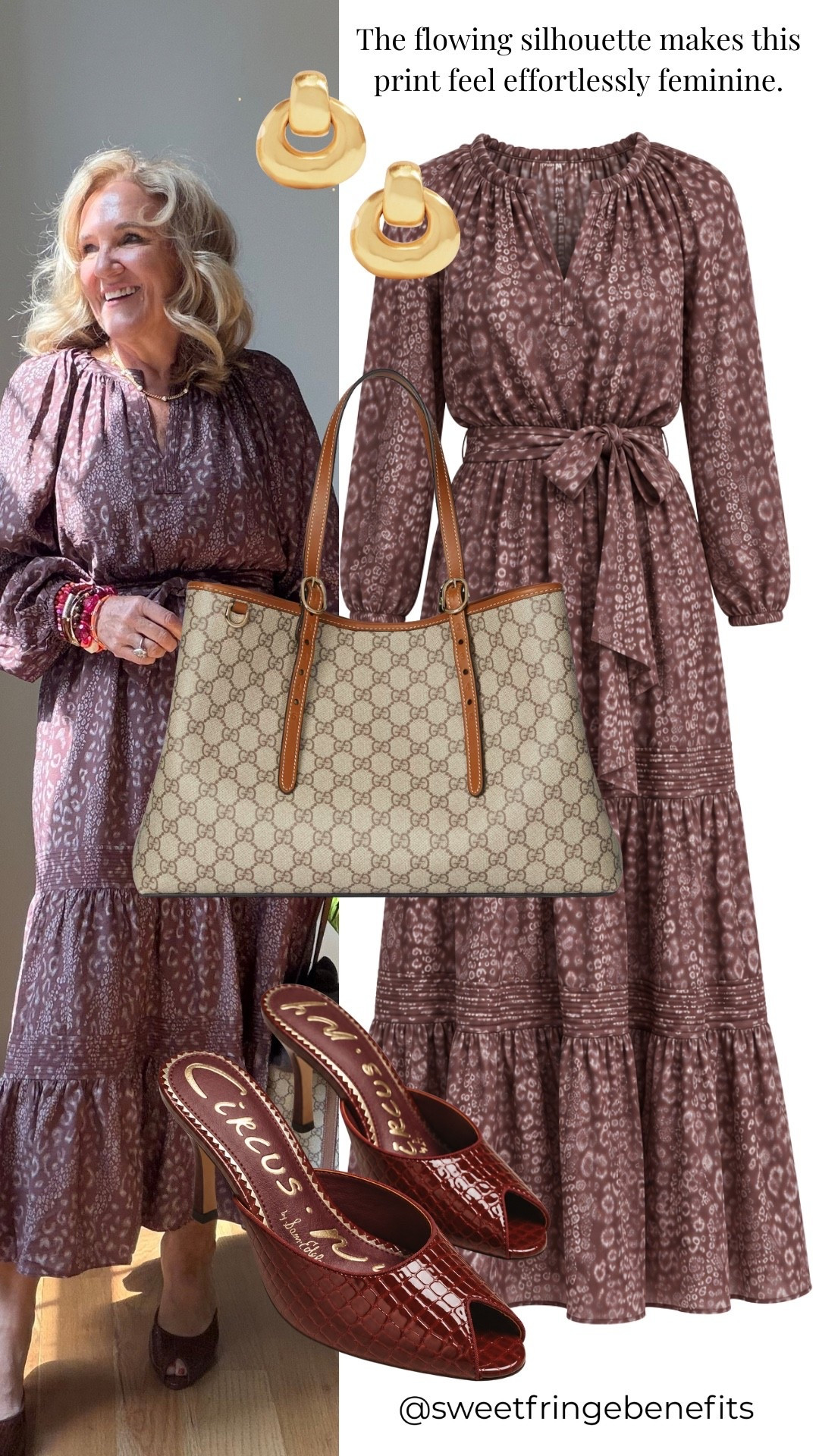 Oh my goodness, this print is so good in that rich brown. I’m wearing a medium, and the tie waist gives it such a pretty shape without trying too hard.

#LTKootd #LTKWedding #LTKOver40