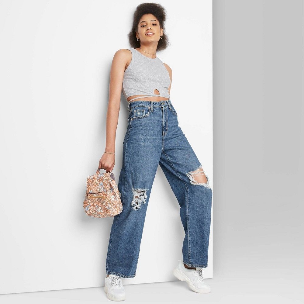 Women's Super-High Rise Distressed Baggy Jeans - Wild Fable™ Medium | Target