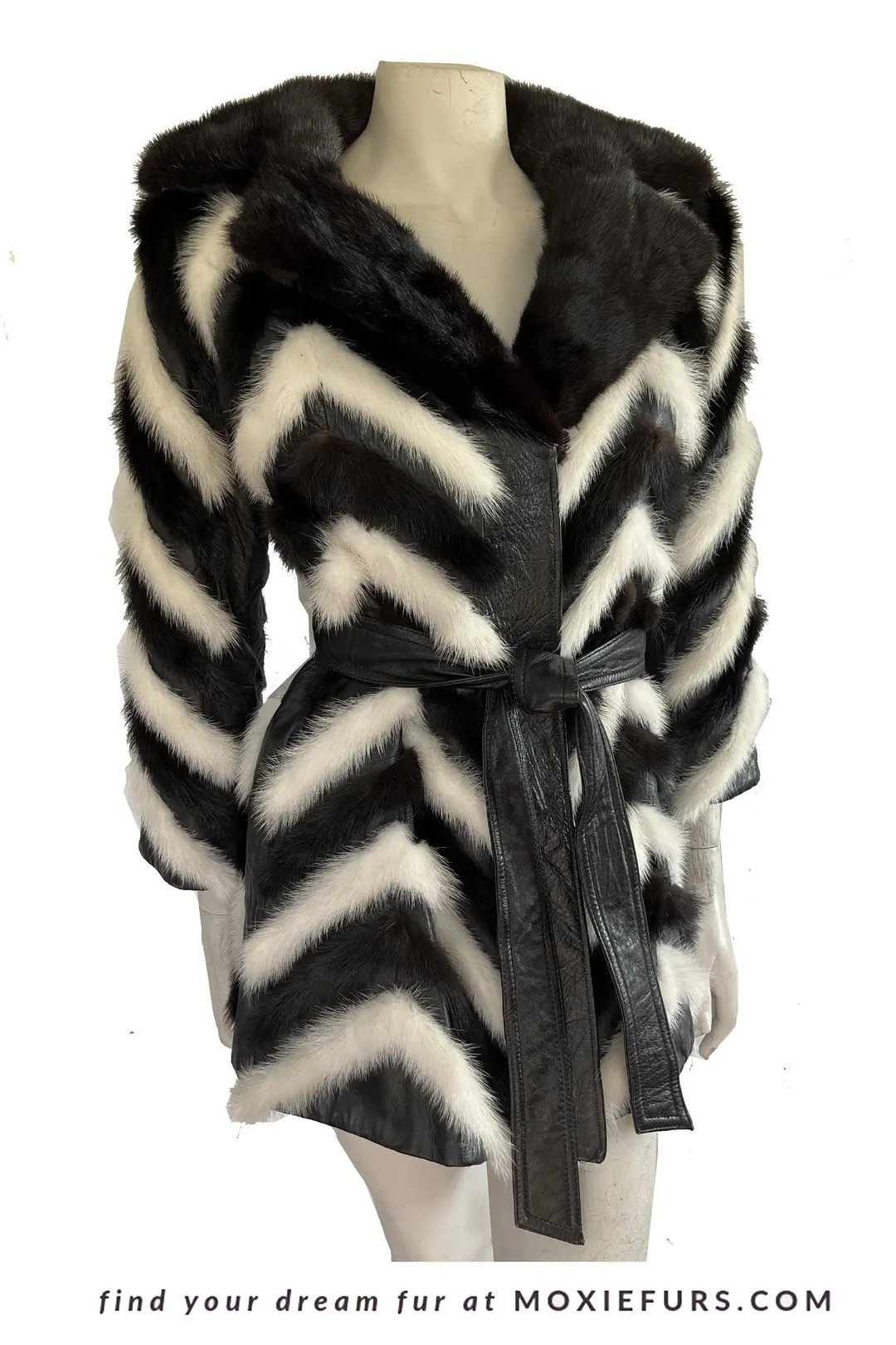 Vintage MINK Fur Coat, Leather Belt Retro Jacket, 1970s Ivory Brown Black, Almost Famous, Wedding... | Etsy (US)