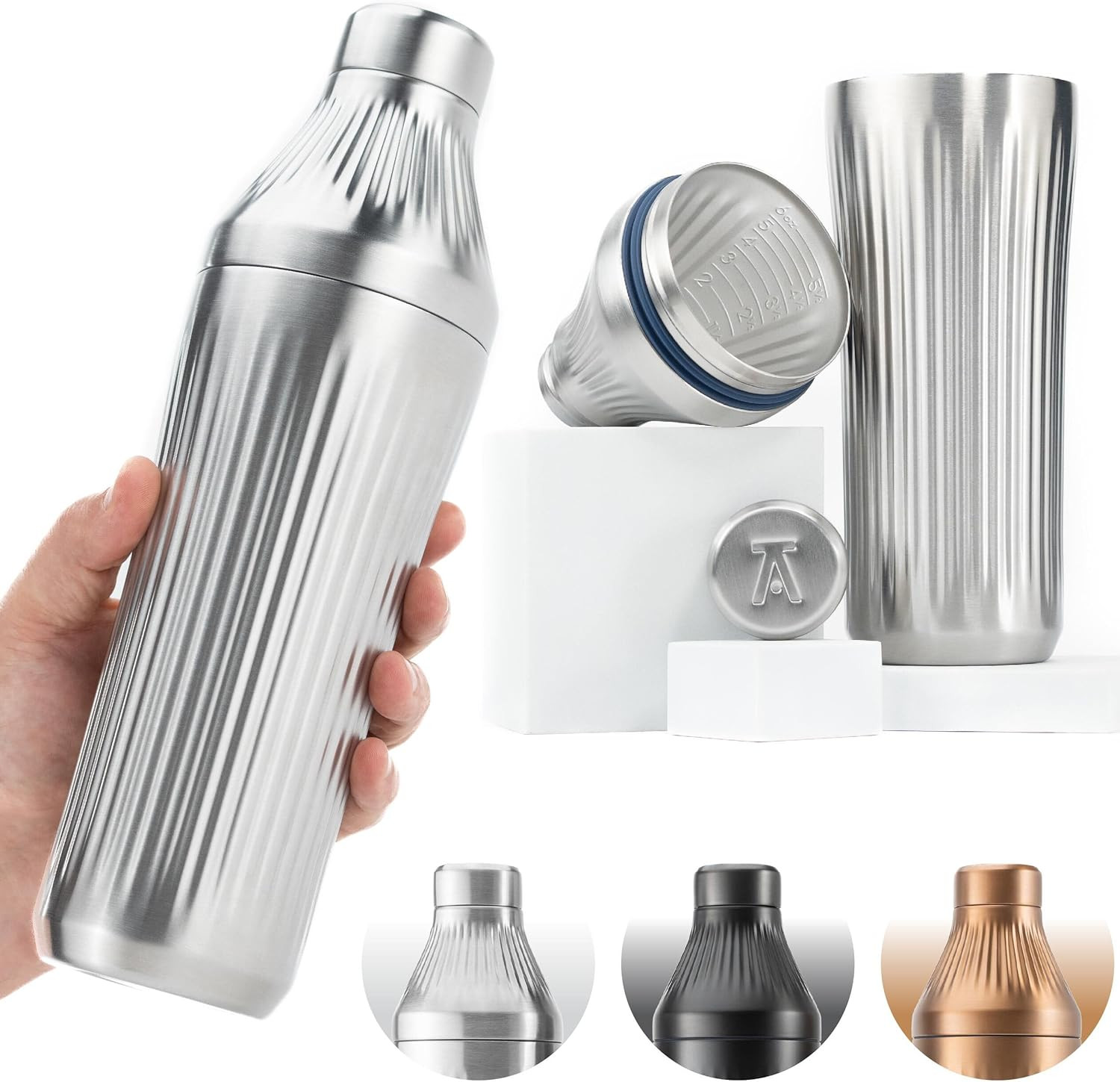 Diamond Edition Hybrid Cocktail Shaker Set, Stainless Steel, 28 oz | Amazon (US)
