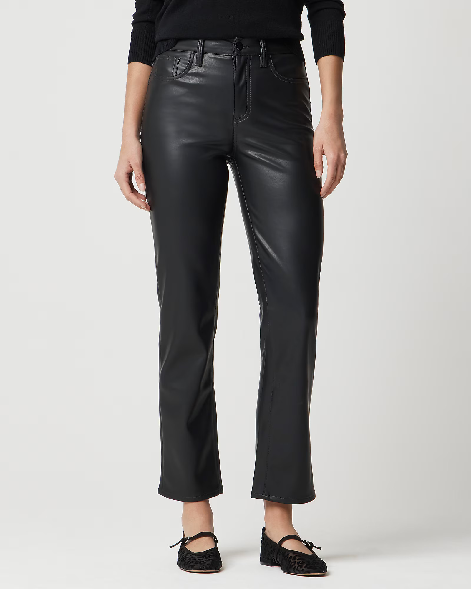 Full-length straight-leg pant in faux leather | J.Crew Factory