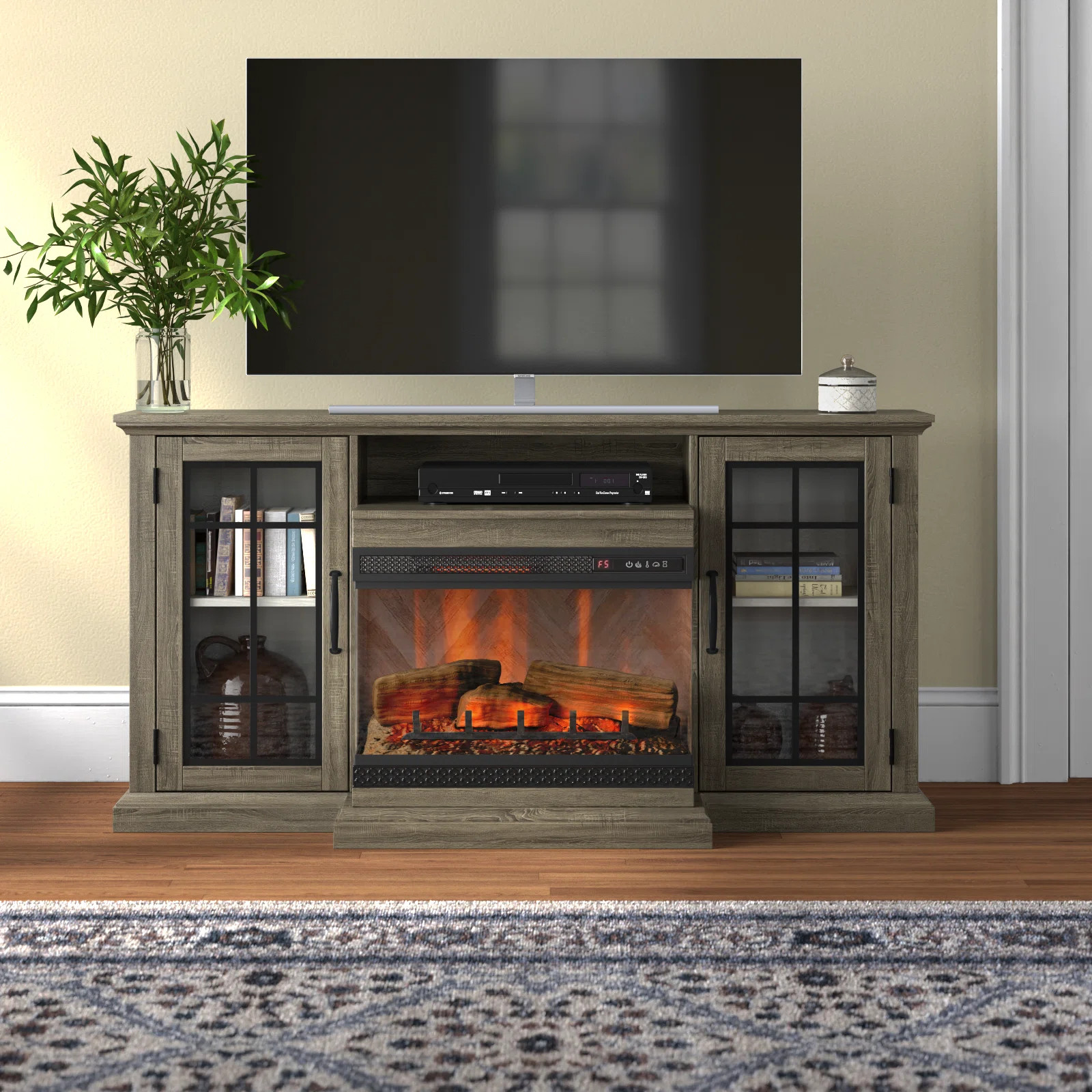 Aubriella TV Stand for TVs up to 65" with Electric Fireplace Included | Wayfair North America