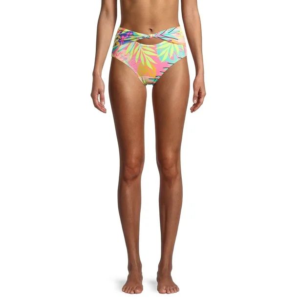 No Boundaries Juniors' Tropical High Waisted Swim Bikini Bottoms | Walmart (US)