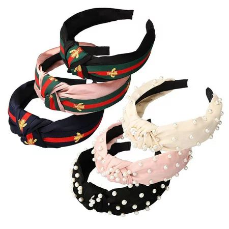 Headbands for Women 6 Pack, 3 Bee Animal Headbands and 3 Velvet Pearl Hairbands, Cute Fashion Elegan | Walmart (US)