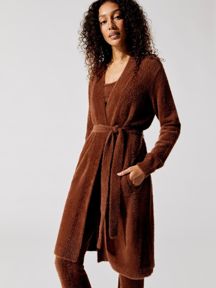 Eyelash Belted Cardigan | Carbon38