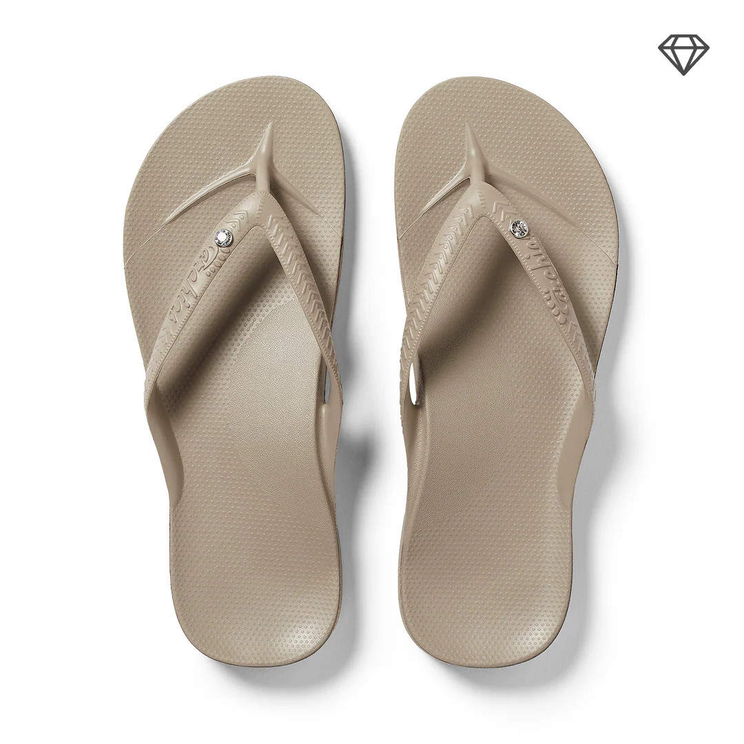 Arch Support Flip Flops - Classic - Crystal Taupe | Archies Footwear US