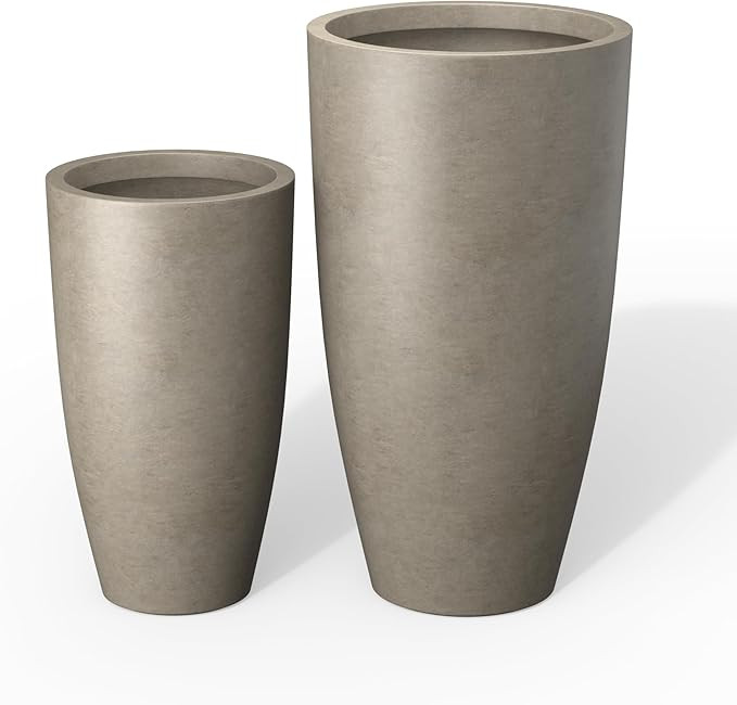 Kante 31.4" and 23.6" H Weathered Concrete Finish Concrete Tall Planters Large Outdoor Indoor Dec... | Amazon (US)