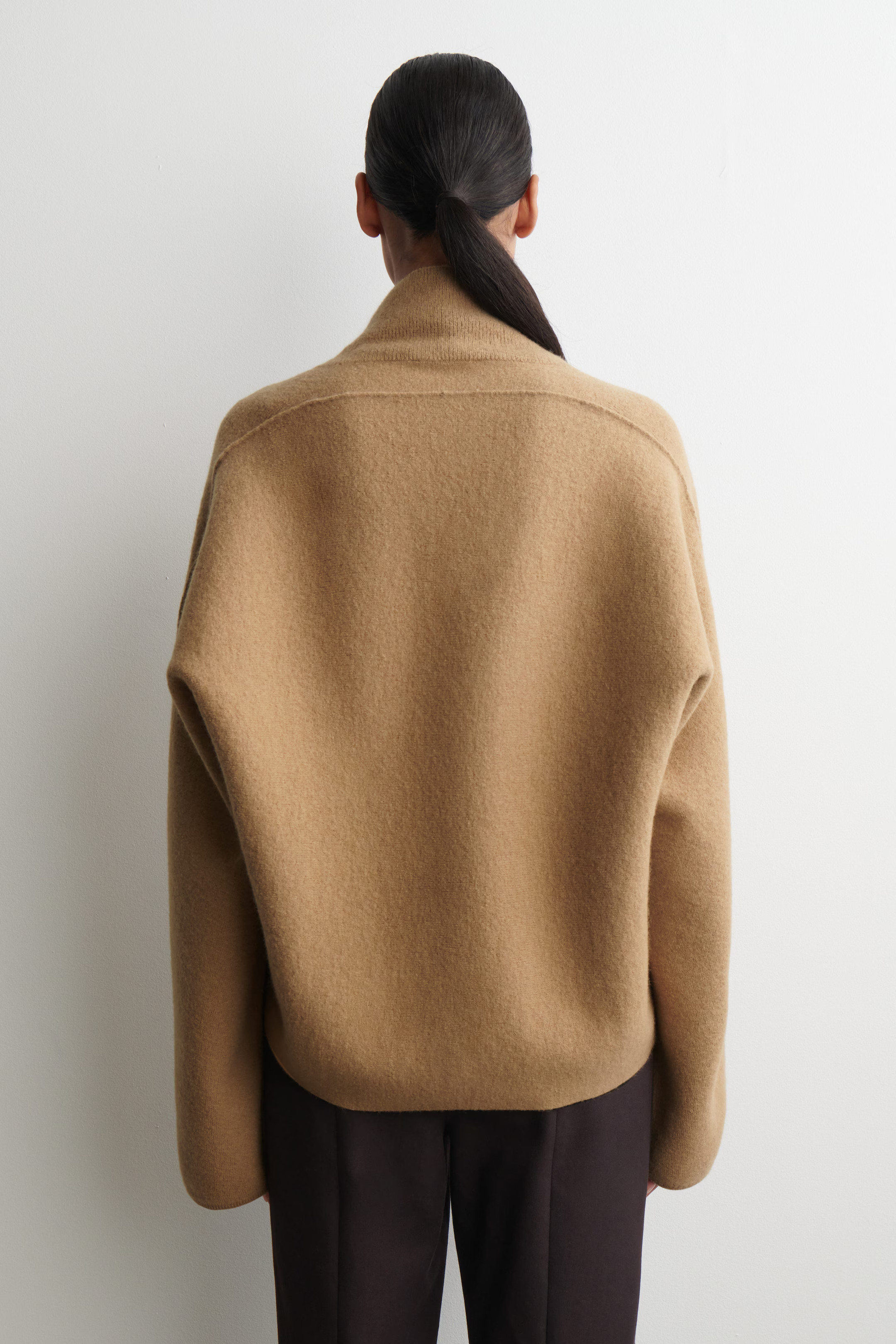 BOILED-WOOL FUNNEL-NECK JUMPER - BEIGE | COS GB | COS UK