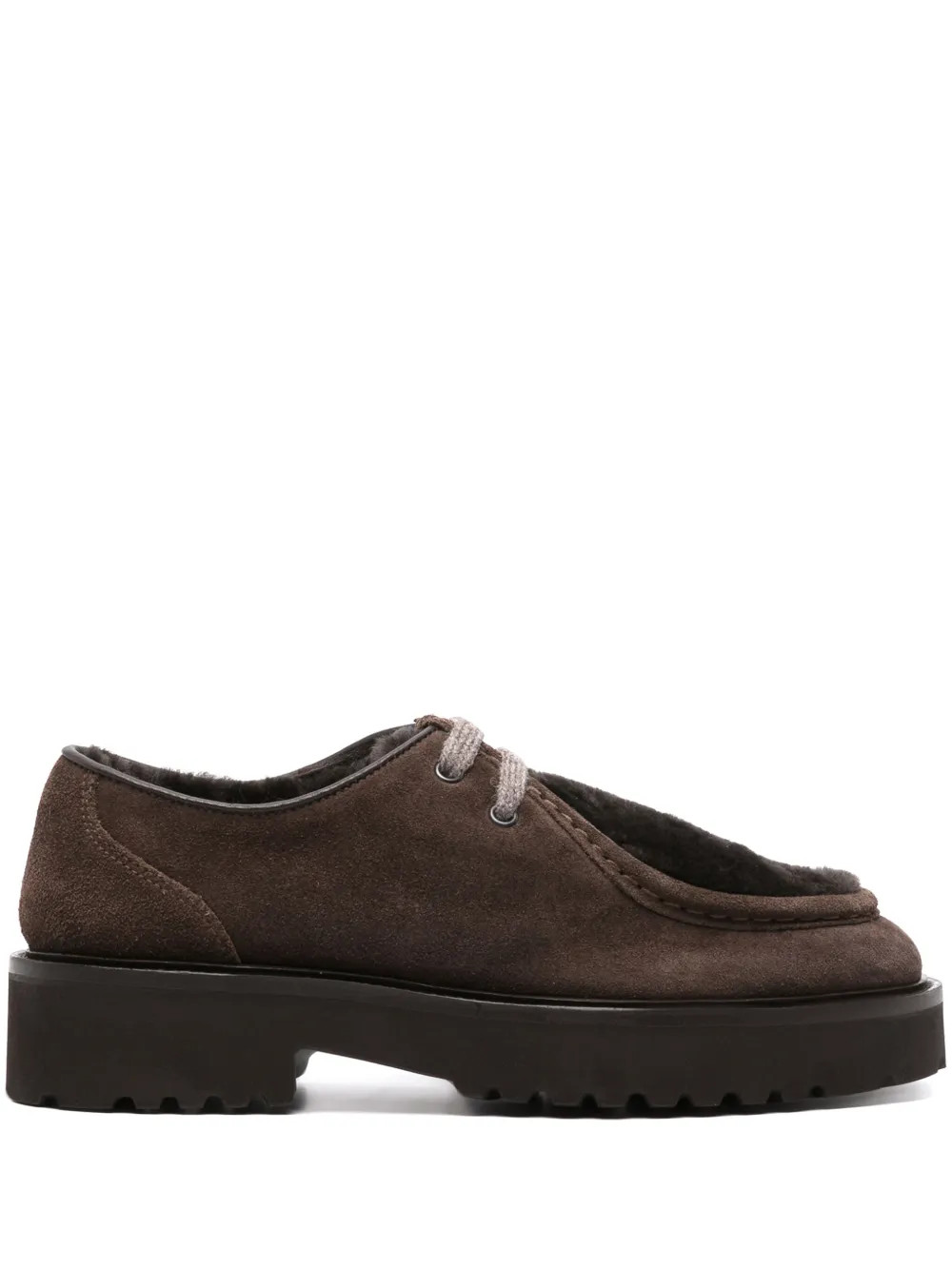 Doucal's shearling-trimmed lace-up Shoes | Brown | FARFETCH | Farfetch Global