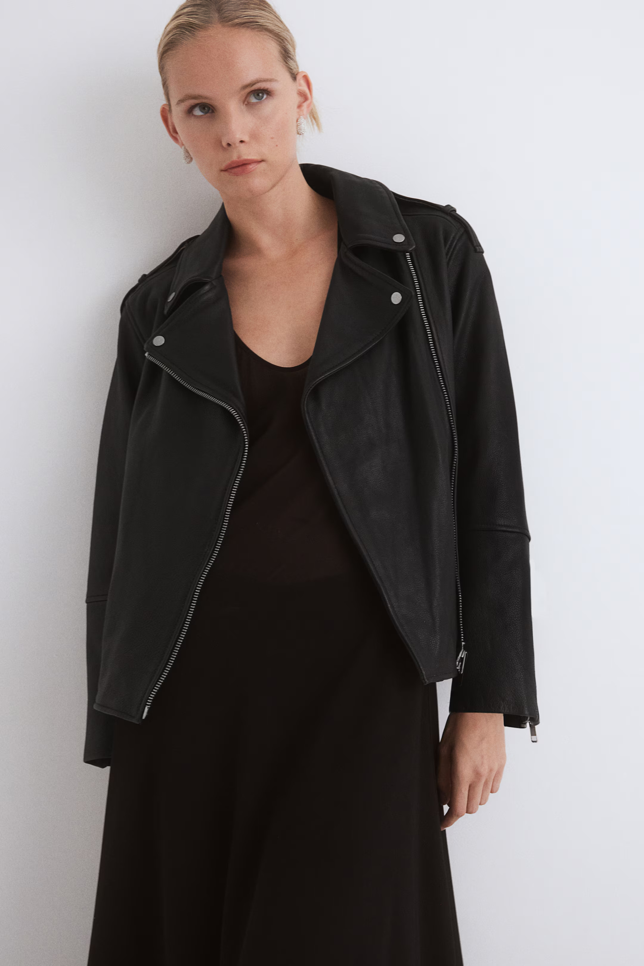 Leather biker jacket - Black - Ladies | H&M US | H&M (US + CA)