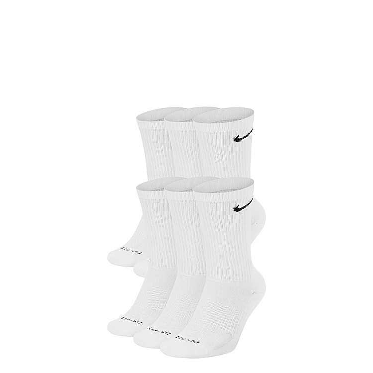 Nike Everyday Plus Cushioned Crew Socks 6 Pack | Men | Women's | White | Size M | Socks | Athletic | Crew | DSW