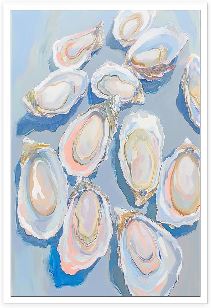 YODOOLTLY Trendy Pastel Blue Oyster Shell Posters Abstract Sea Life Canvas Wall Art Summer Coasta... | Amazon (US)