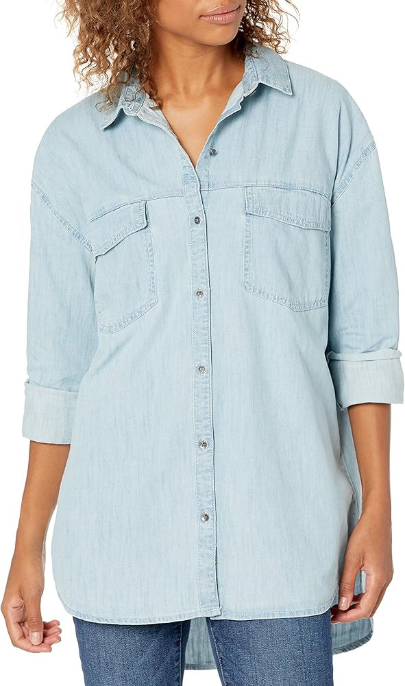 Amazon Brand - Goodthreads Women's Denim Oversize Two-Pocket Shirt | Amazon (US)