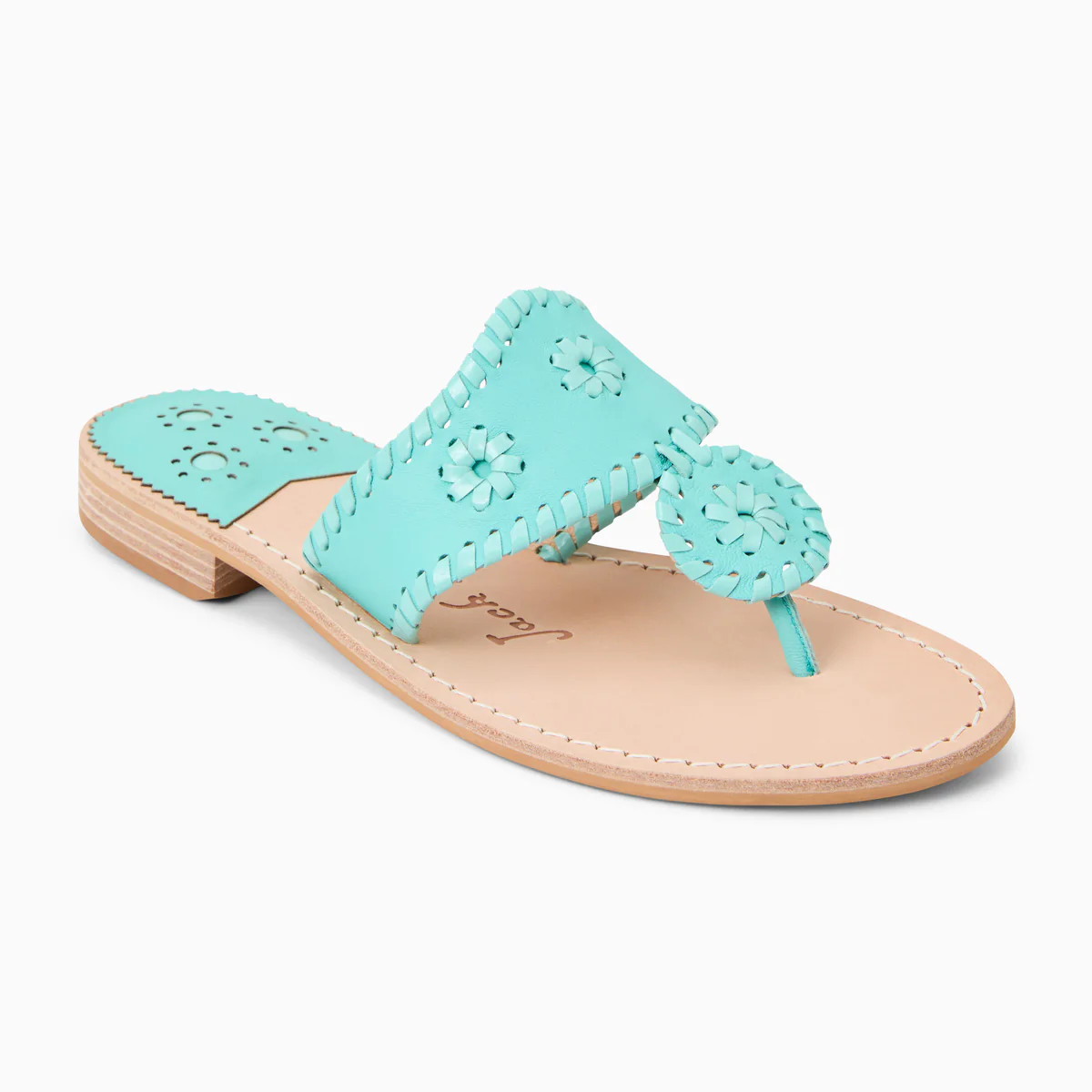 Jack Rogers Signature Jacks Flat Sandal | Patent Leather | Aquatic | Jack Rogers