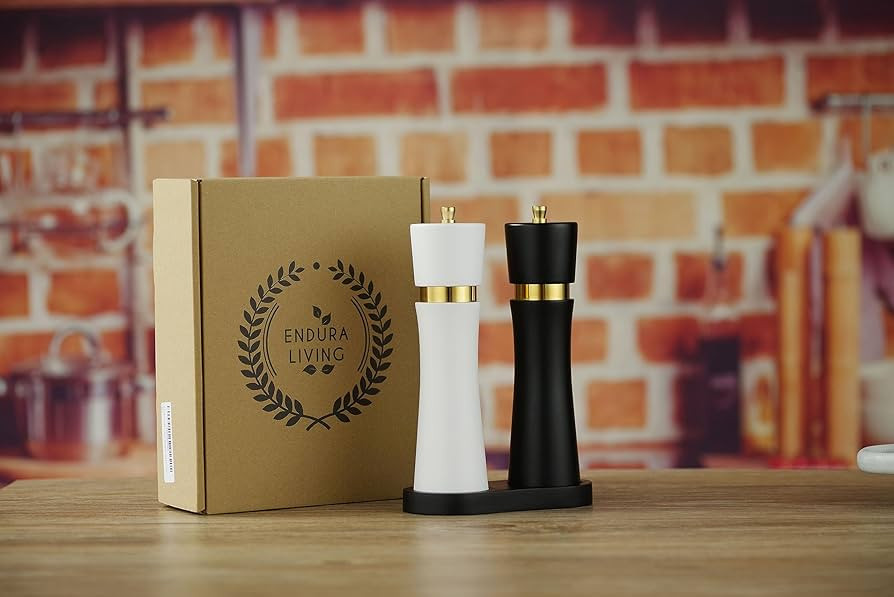 Endura Living Wooden Salt and Pepper Grinder Set, Salt and Pepper Mills, 8 inches each, Salt and ... | Amazon (US)