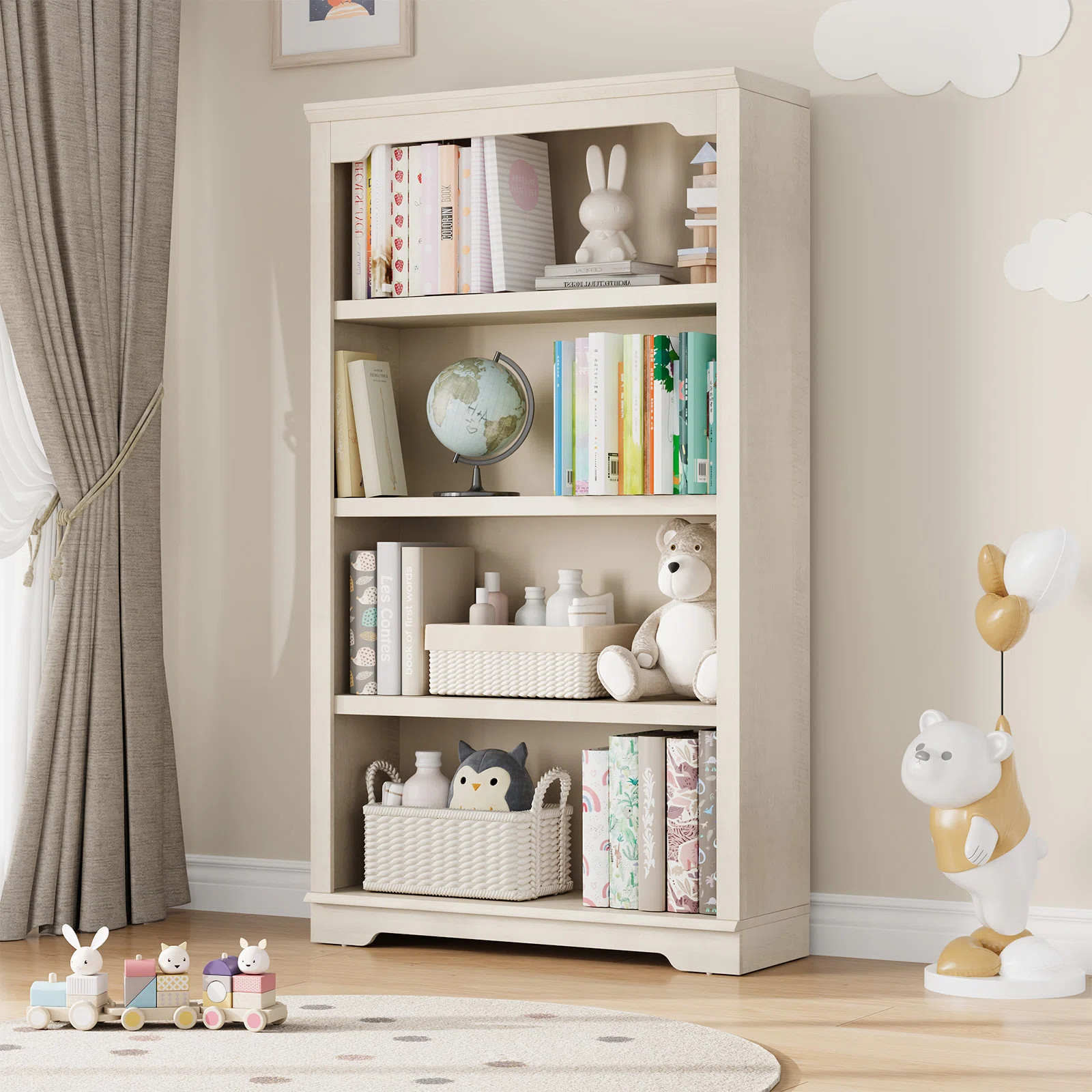 55" H X 31.5" W Standard Bookcase With 4-Tiers Shelf | Wayfair North America