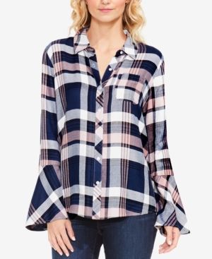 Two By Vince Camuto Plaid Bell-Sleeve Shirt | Macys (US)