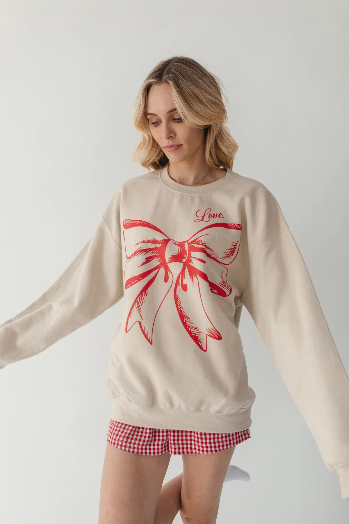 Beige Bow Sweatshirt | The Post