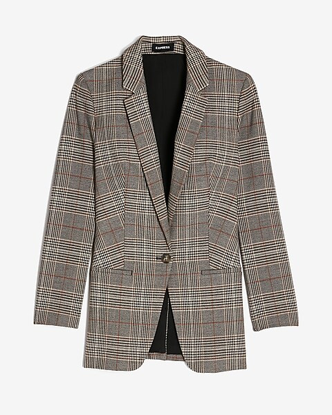 Plaid Boyfriend Blazer | Express