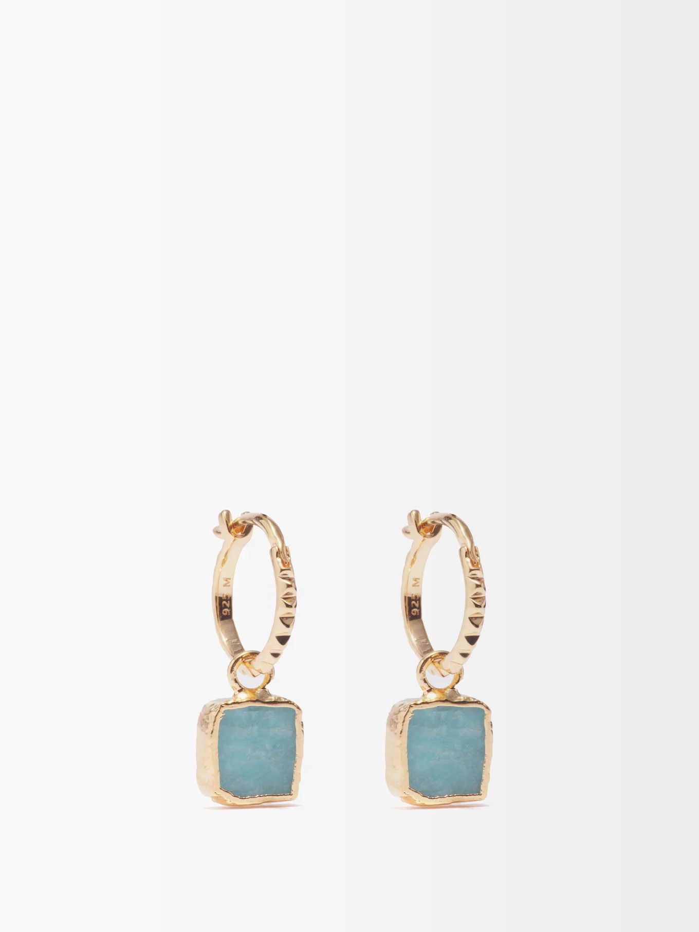 Pyramid amazonite & 18kt gold-vermeil earrings | Matches (US)
