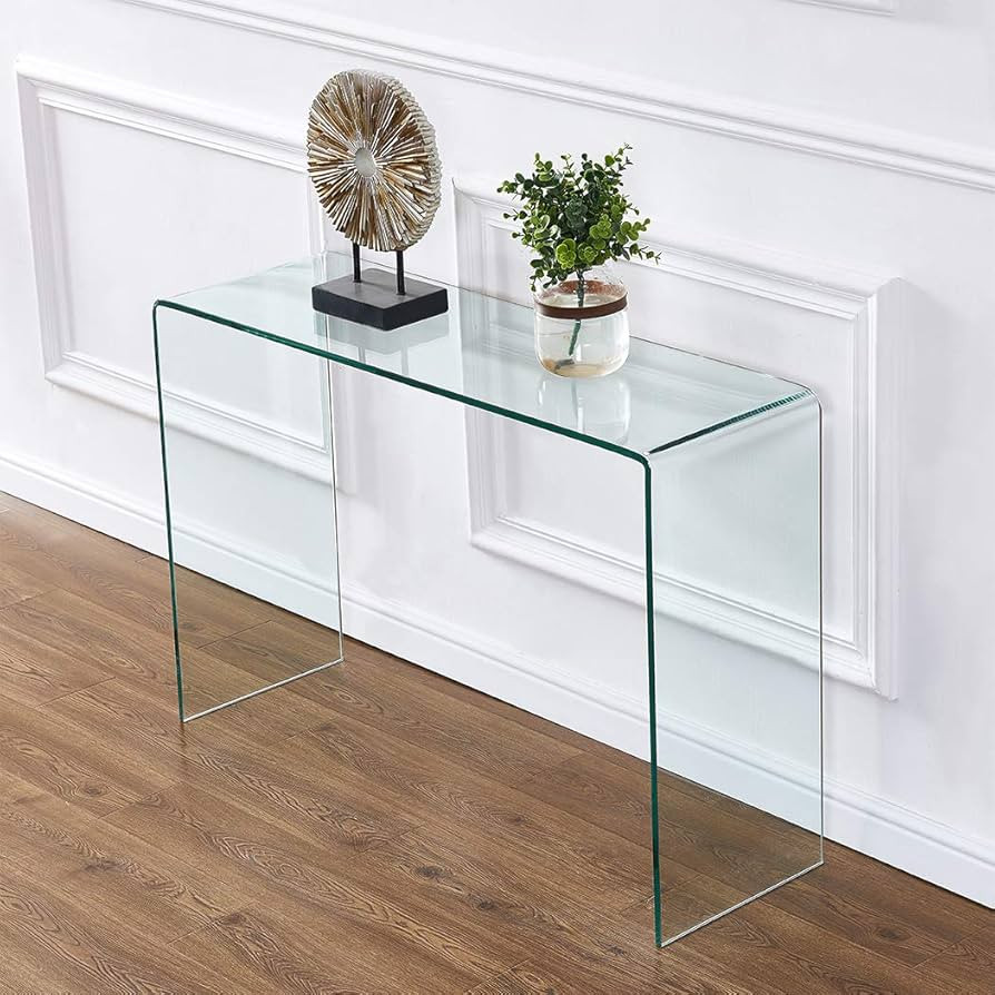 Clear Glass Narrow Console Table Behind Couch Table Narrow Entryway Table(43.3x13.8x29.5 inch) | Amazon (US)
