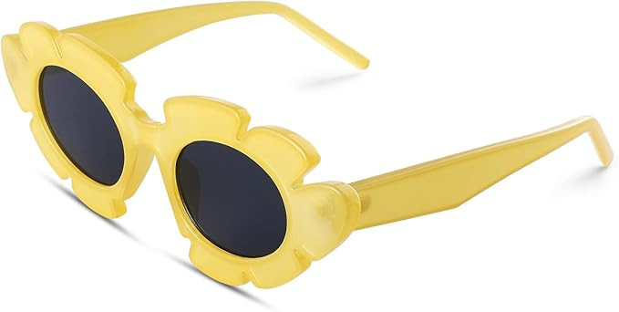 COASION Trendy Cat Eye Flowers Sunglasses for Women Men Retro Fashion Nude Chunky Shades UV400 Pr... | Amazon (US)