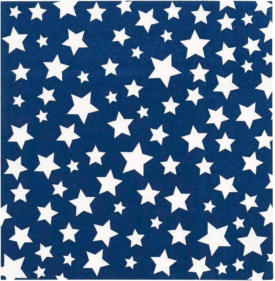 X&O Paper Goods Disposable Dessert and Lunch Napkins for Parties, 5" x 5", Blue and White America... | Amazon (US)