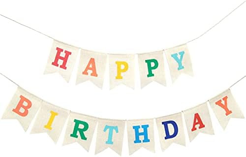 Colorful Happy Birthday Burlap Banner, Assembled Durable Happy Birthday Sign Birthday Party Decor... | Amazon (US)