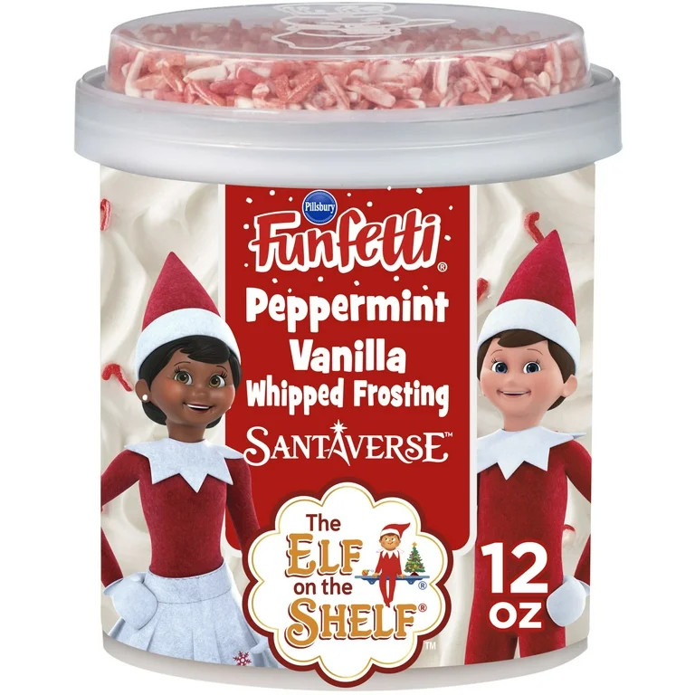 Pillsbury Funfetti The Elf on the Shelf Peppermint Vanilla Whipped Frosting, 12 oz Tub | Walmart (US)