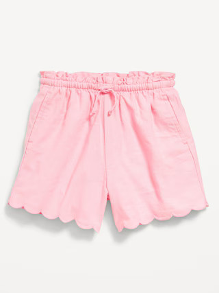 Linen-Blend Scallop-Trim Shorts for Toddler Girls | Old Navy (US)
