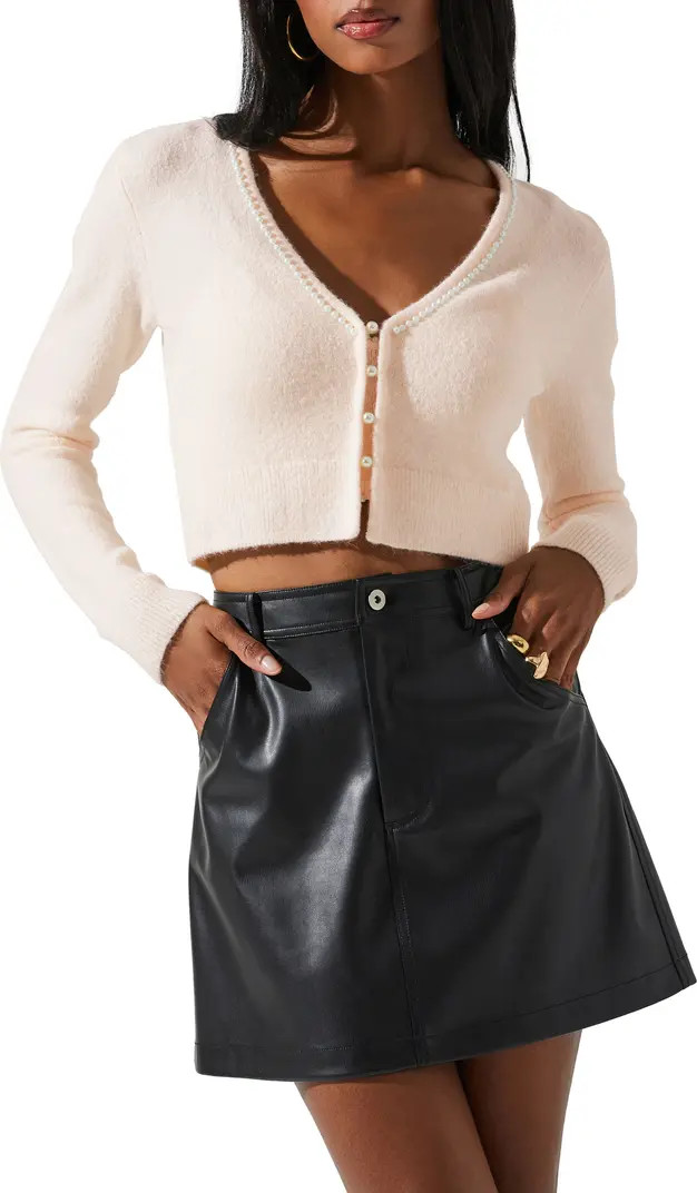 Melissa Imitation Pearl Trim Cardigan | Nordstrom