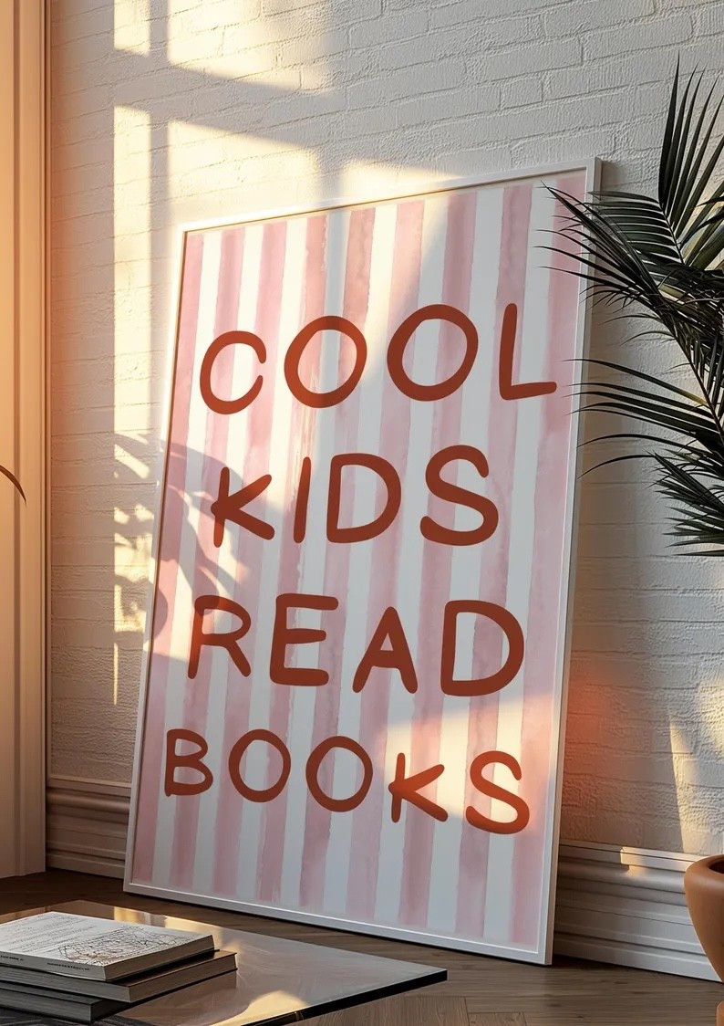 “Cool Kids Read Books” Art Print - perfect for a kids room, playroom, or baby nursery. Such a sweet reminder above a reading nook or in a children’s library. 